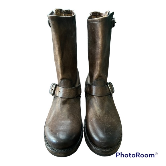 Frye Veronica Leather Buckle Short Moto Boots - Picture 3 of 6